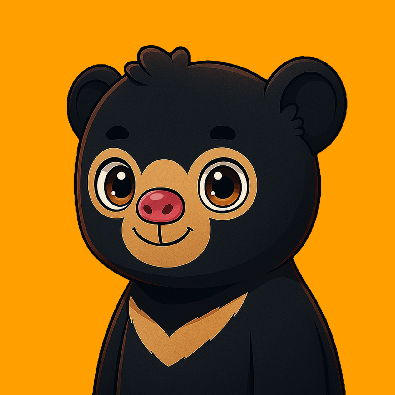 SUNBEAR Solana memecoin mascot — playful cartoon sun bear with vibrant gradient background, symbolizing organic growth and strong Solana community.